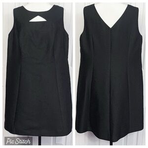 Talbots Black Silk Cotton Sleeveless Cutout Neck Mini Shift Dress 16WP